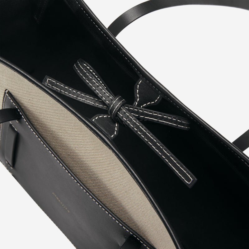 DeMellier The Capri salt & pepper canvas black smooth