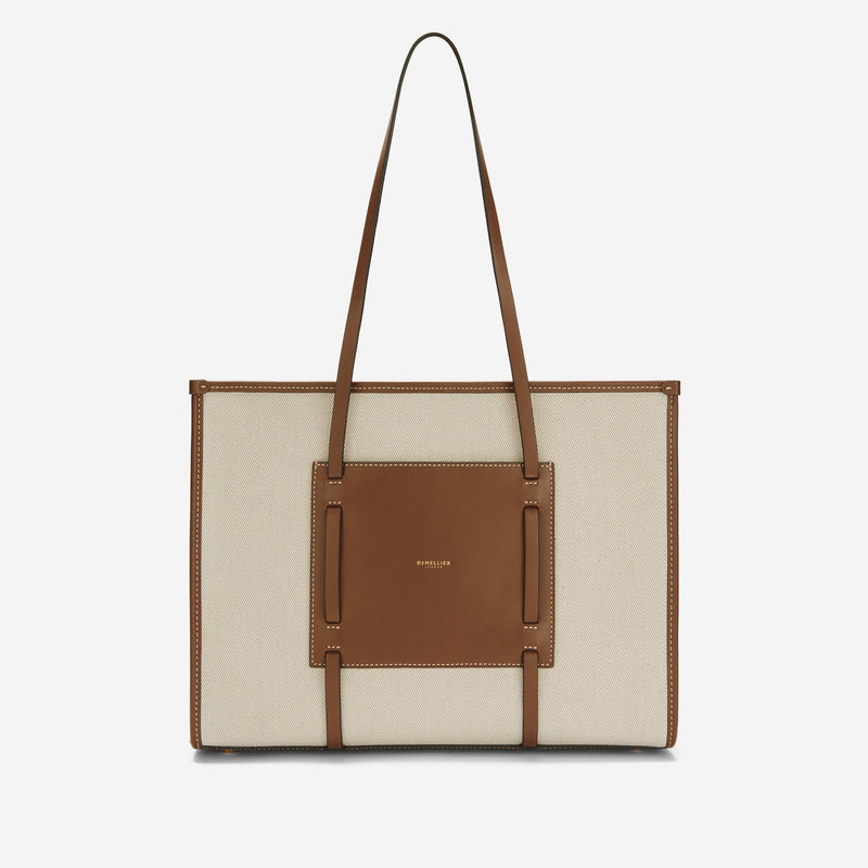 DeMellier The Capri salt & pepper canvas tan smooth