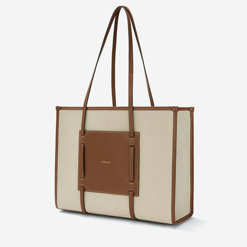 DeMellier The Capri salt & pepper canvas tan smooth
