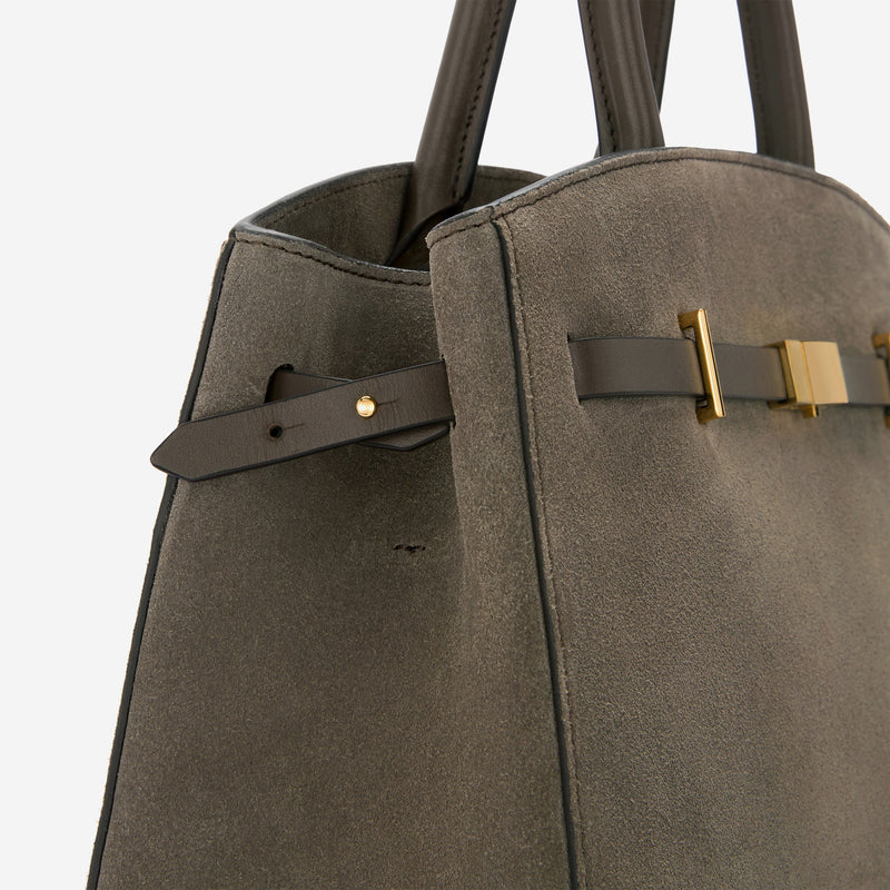 DeMellier The Midi Hudson deep olive suede & deep olive smooth