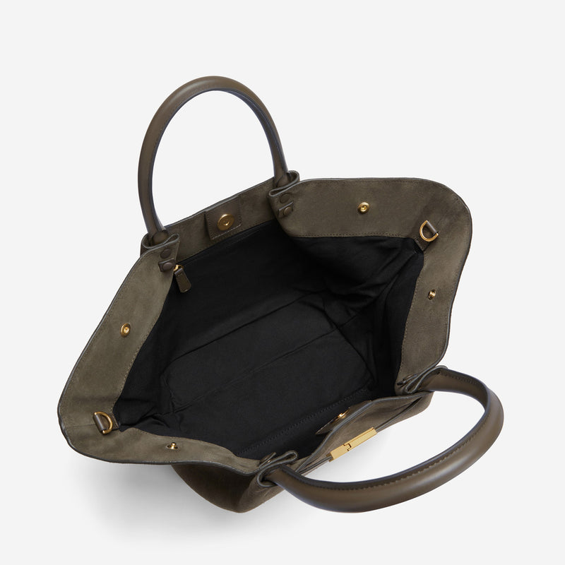 DeMellier The Midi New York deep olive suede & deep olive smooth