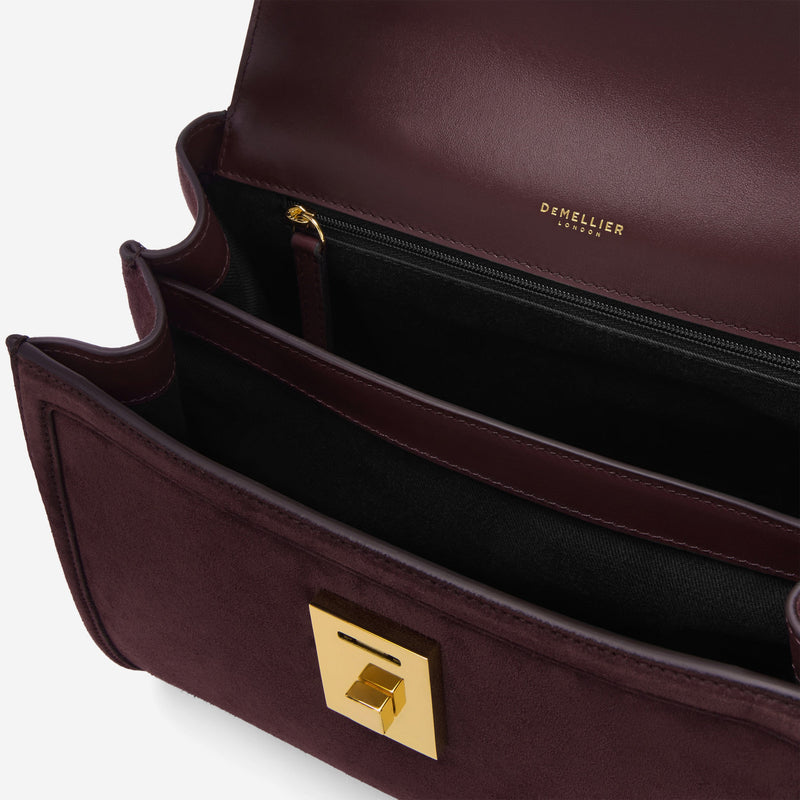 DeMellier The Midi Paris burgundy suede & burgundy smooth