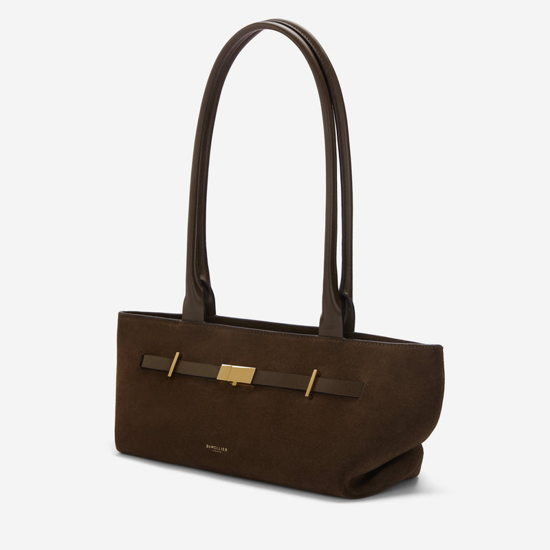 DeMellier The New York Shoulder mocha suede & mocha smooth