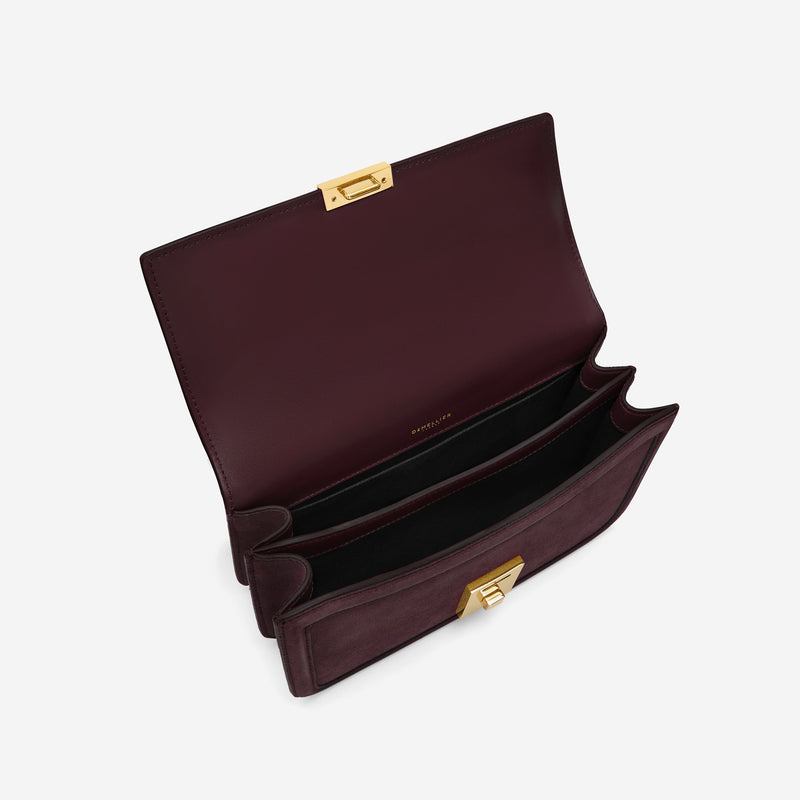 DeMellier The Paris Crossbody burgundy suede