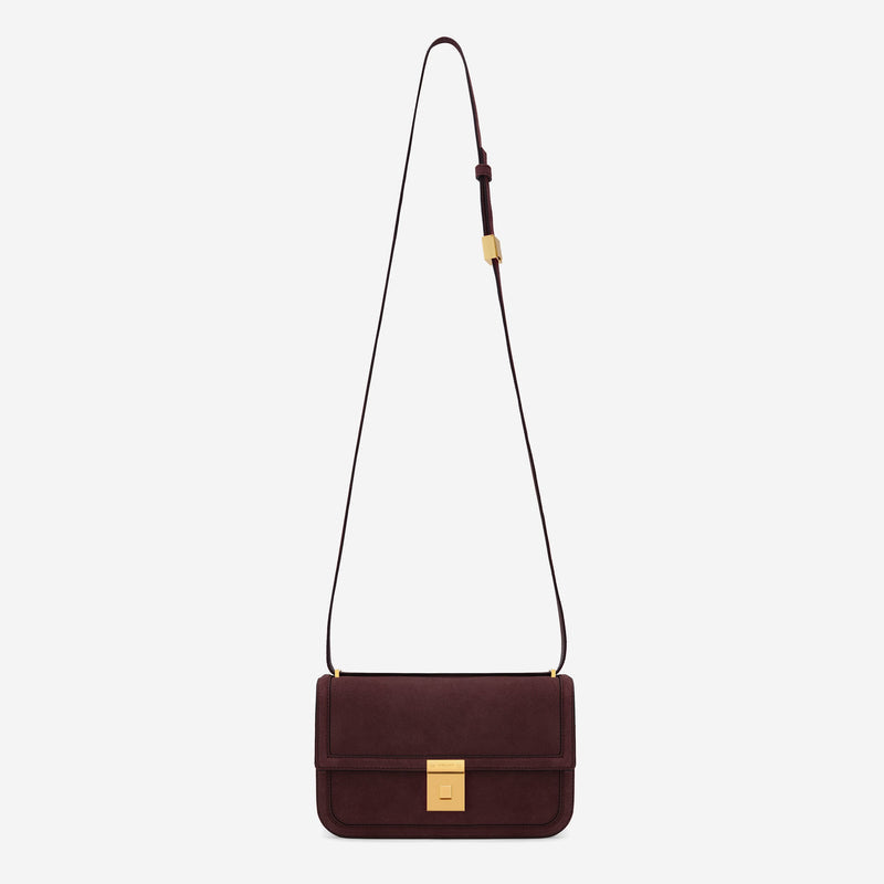 DeMellier The Paris Crossbody burgundy suede