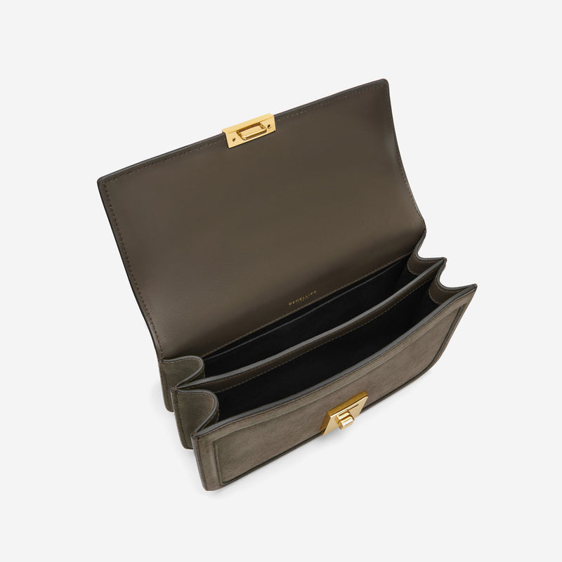 DeMellier The Paris Crossbody deep olive suede