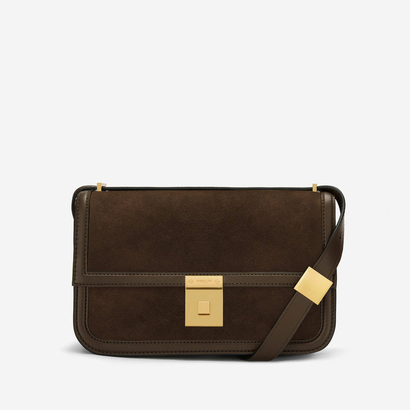 DeMellier The Paris Crossbody mocha suede & mocha smooth