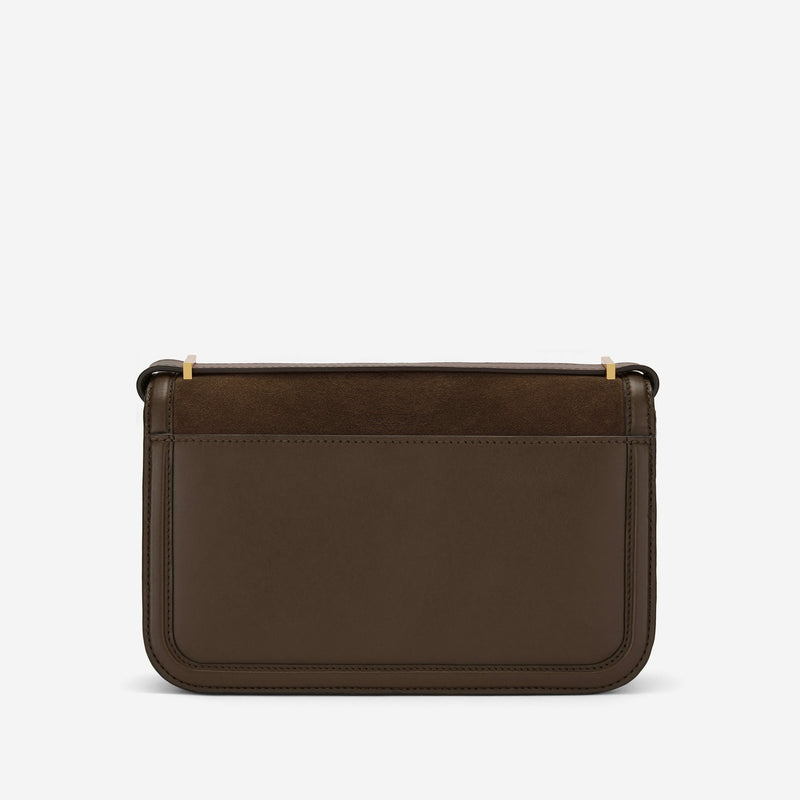 DeMellier The Paris Crossbody mocha suede & mocha smooth