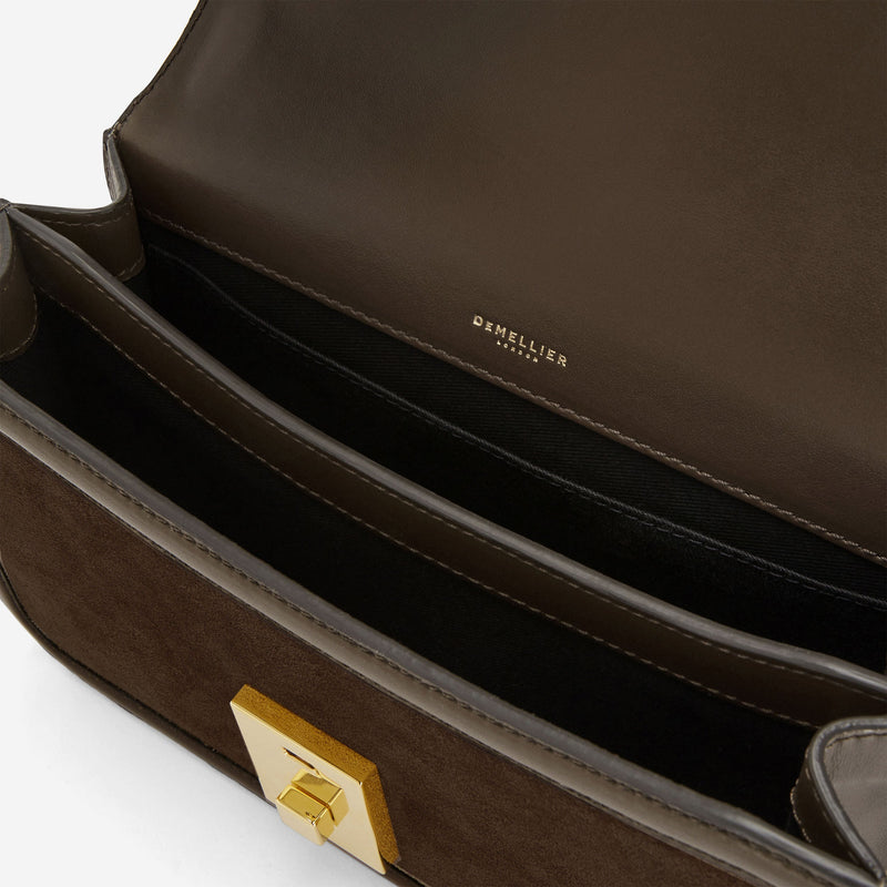 DeMellier The Paris Crossbody mocha suede & mocha smooth