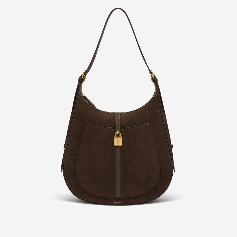 DeMellier The Siena Hobo mocha suede & mocha small grain