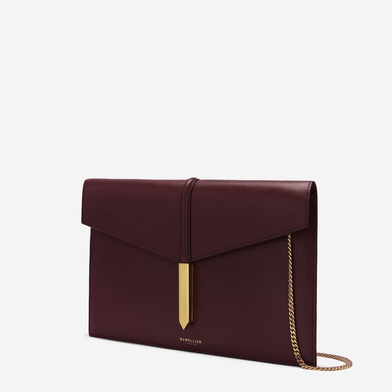DeMellier The Tokyo Clutch burgundy smooth