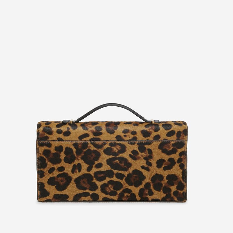 DeMellier The Vancouver Clutch leopard-effect calf hair & black smooth