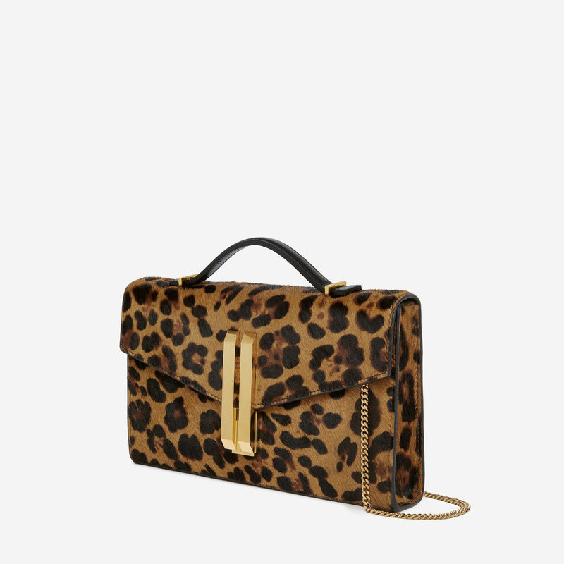 DeMellier The Vancouver Clutch leopard-effect calf hair & black smooth