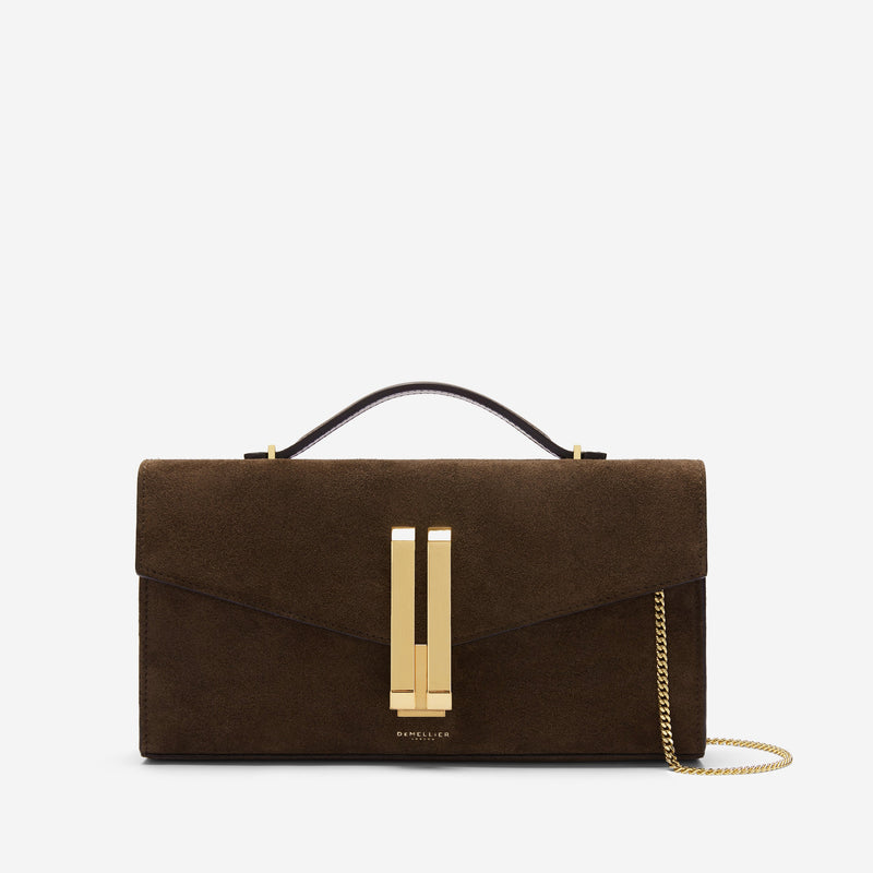 DeMellier The Vancouver Clutch mocha suede & mocha smooth