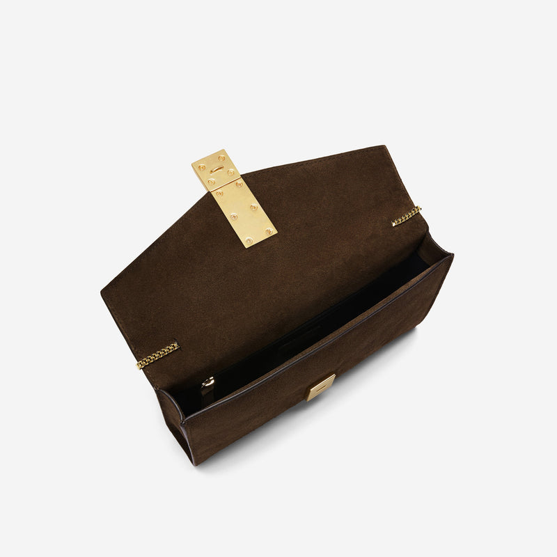 DeMellier The Vancouver Clutch mocha suede & mocha smooth