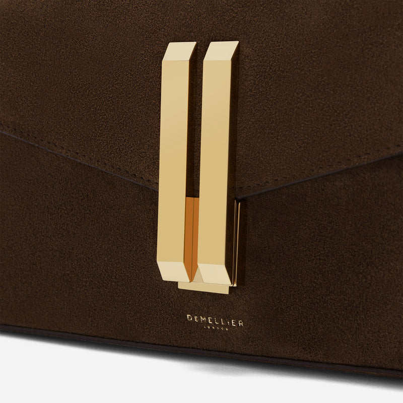 DeMellier The Vancouver Clutch mocha suede & mocha smooth