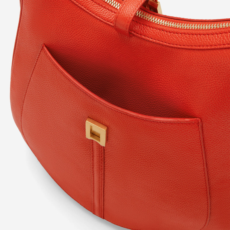 DeMellier The Siena Hobo poppy red small grain