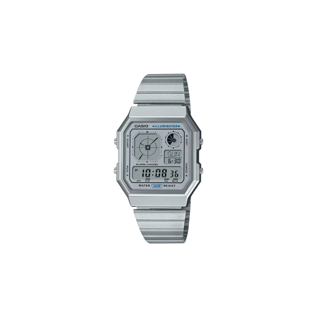 Casio Vintage A130WE-7ADF Quartz Silver Dial Digital Stainless Steel Watch