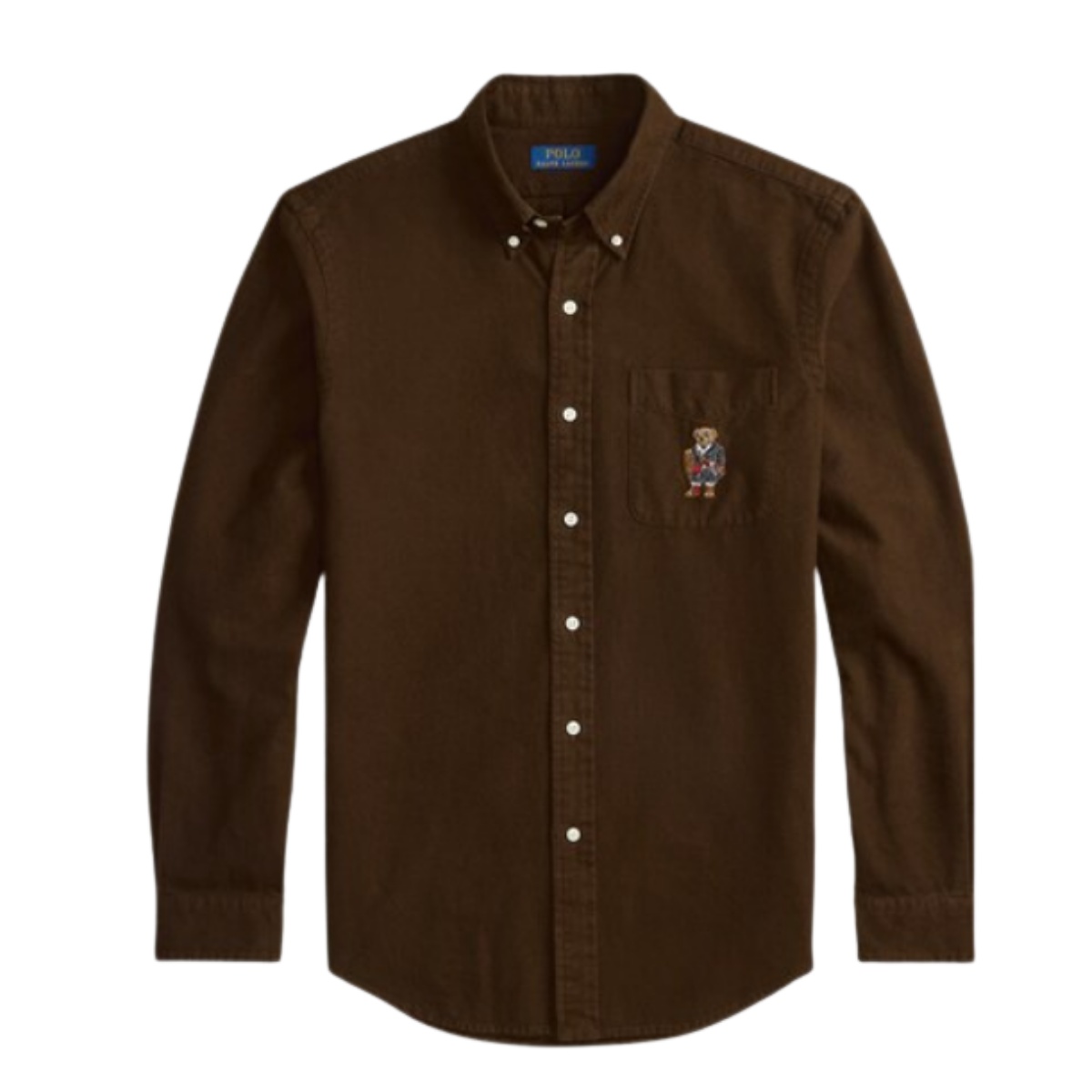 Polo Ralph Lauren  Men Brown Polo Bear Custom-Fit Oxford Shirt