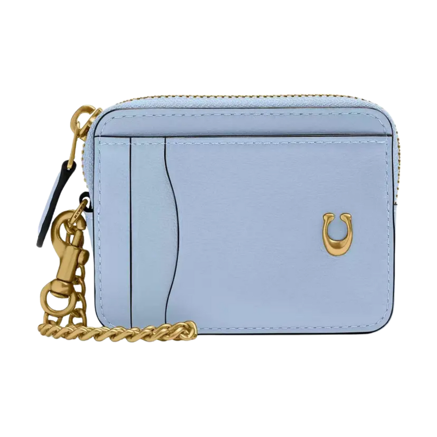 Coach EssentialChain Calfskin Card Holder Women's Light Blue
