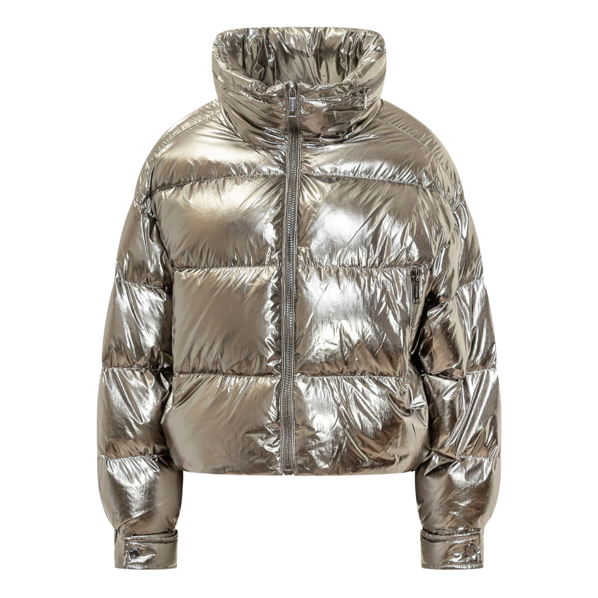 Michael Kors Metallic Puffer Jacket Silver Tone