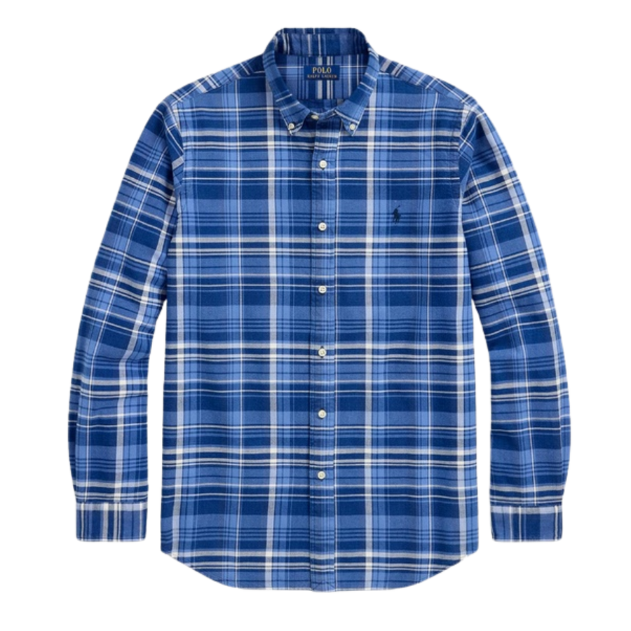Polo Ralph Lauren Classic Fit Plaid Oxford Shirt Indigo & White Multi