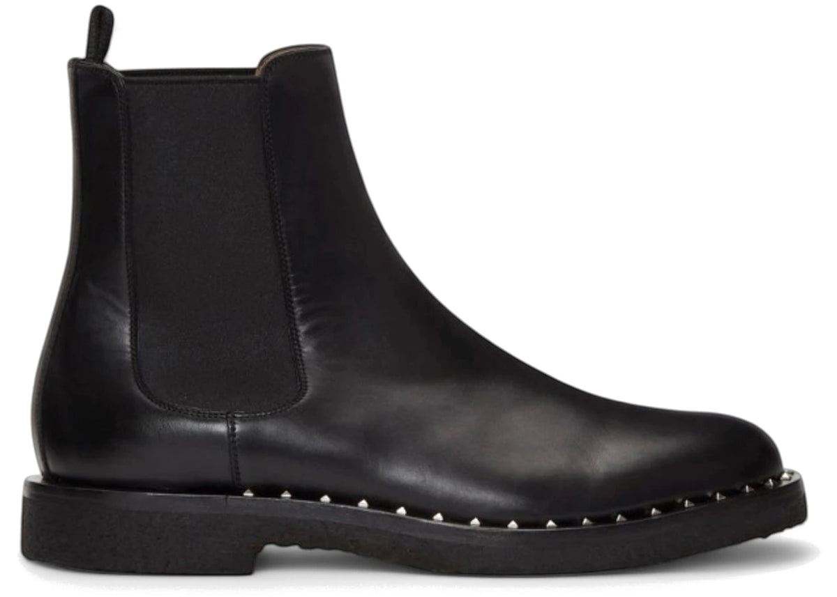 Valentino Garavani Leather Soul Rockstud Chelsea Boots Black