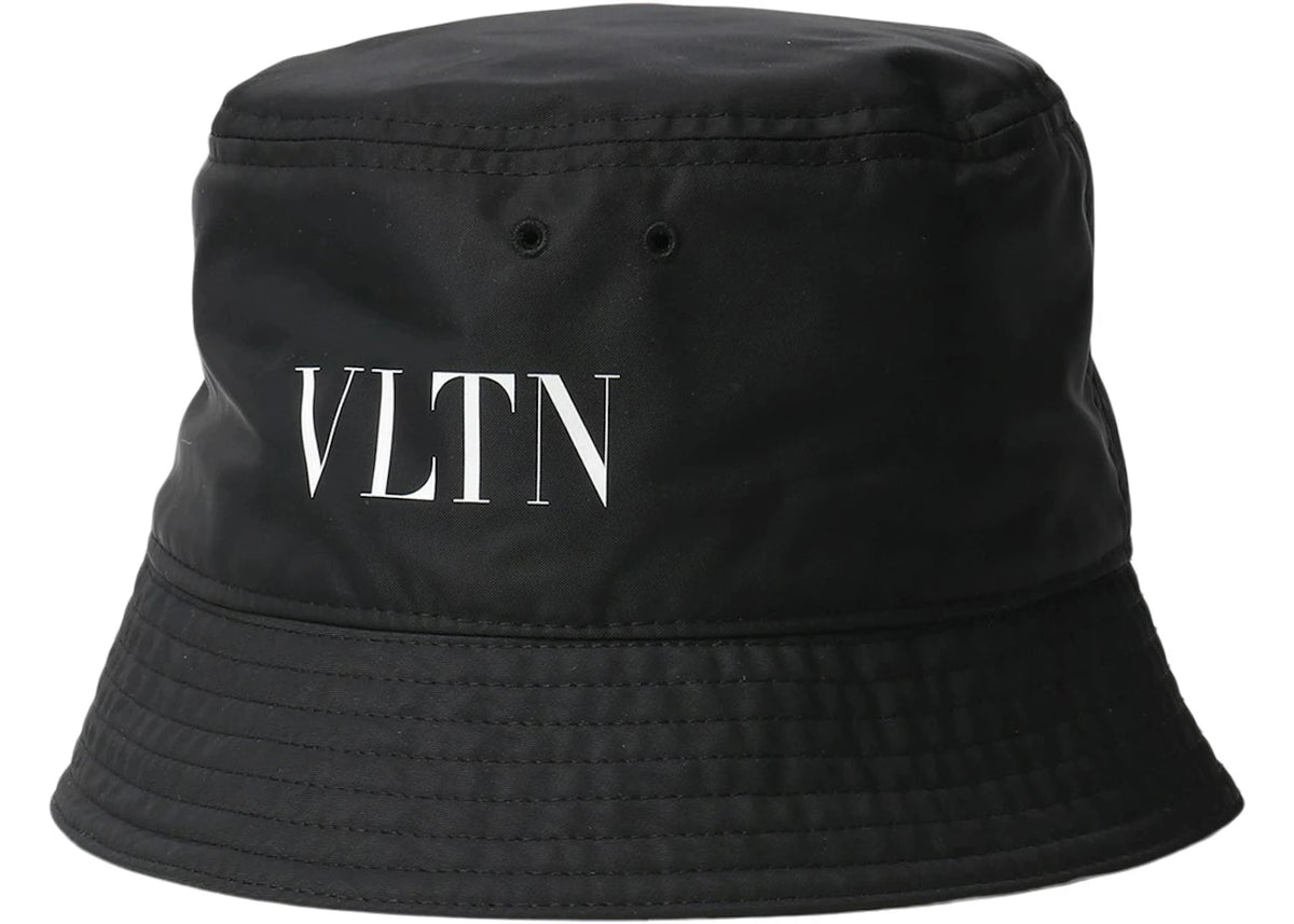 Valentino VLTN Logo Nylon Bucket Hat Black/White