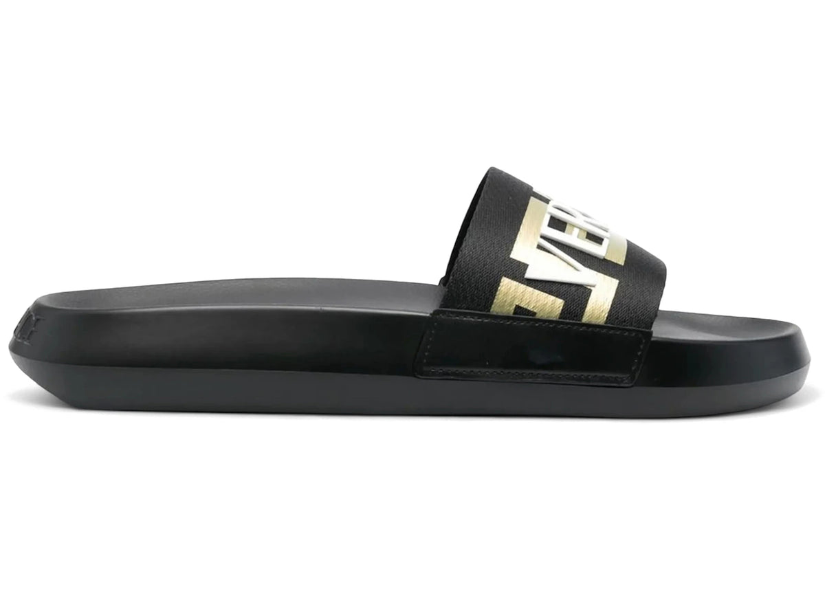 Versace Greca Logo Slides Black Gold White