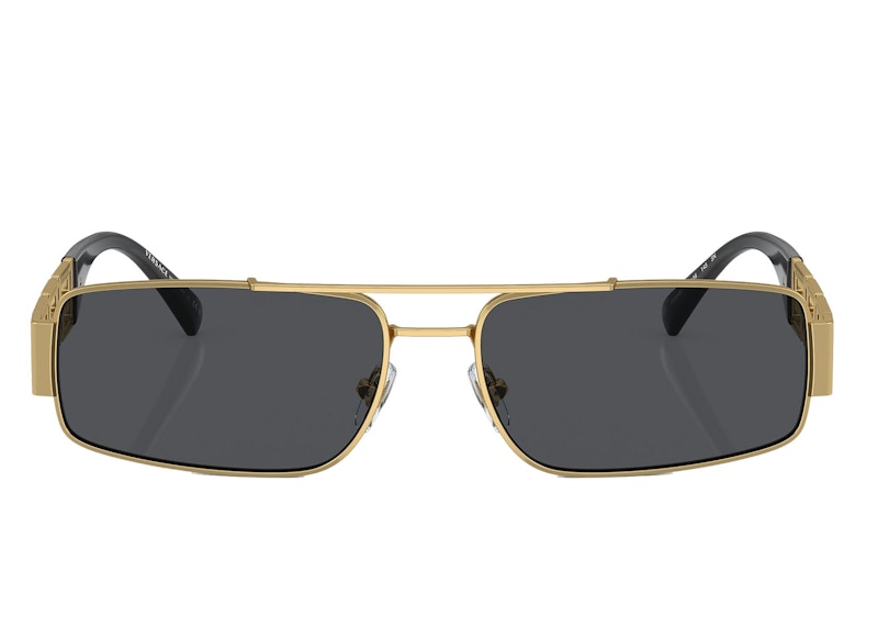 Versace Rectangle Logo Runway Sunglasses Gold (2257)
