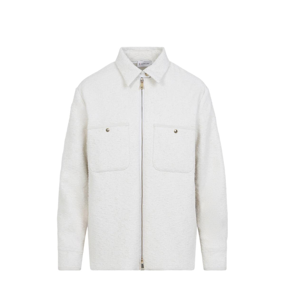 Cotton Blend Bouclé Down Shirt Jacket - Ivory