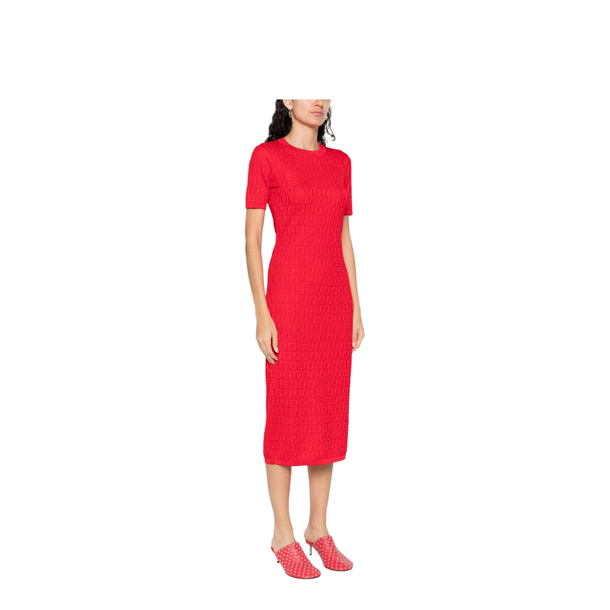 Fitted Midi Dress Red