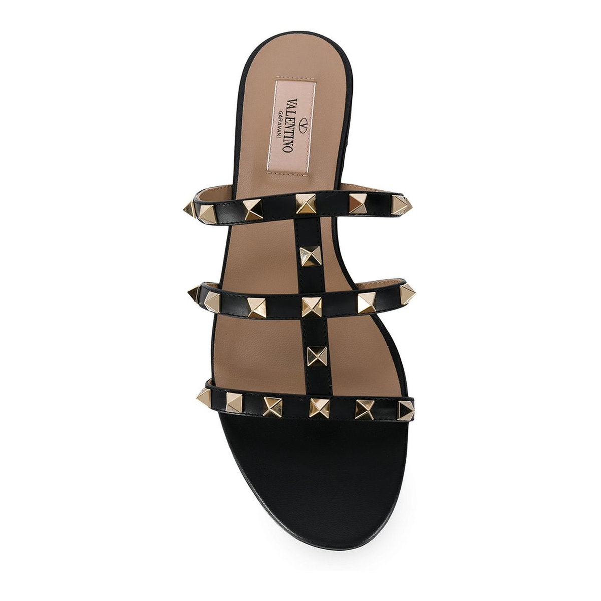 Rockstud Leather Flat Sandals