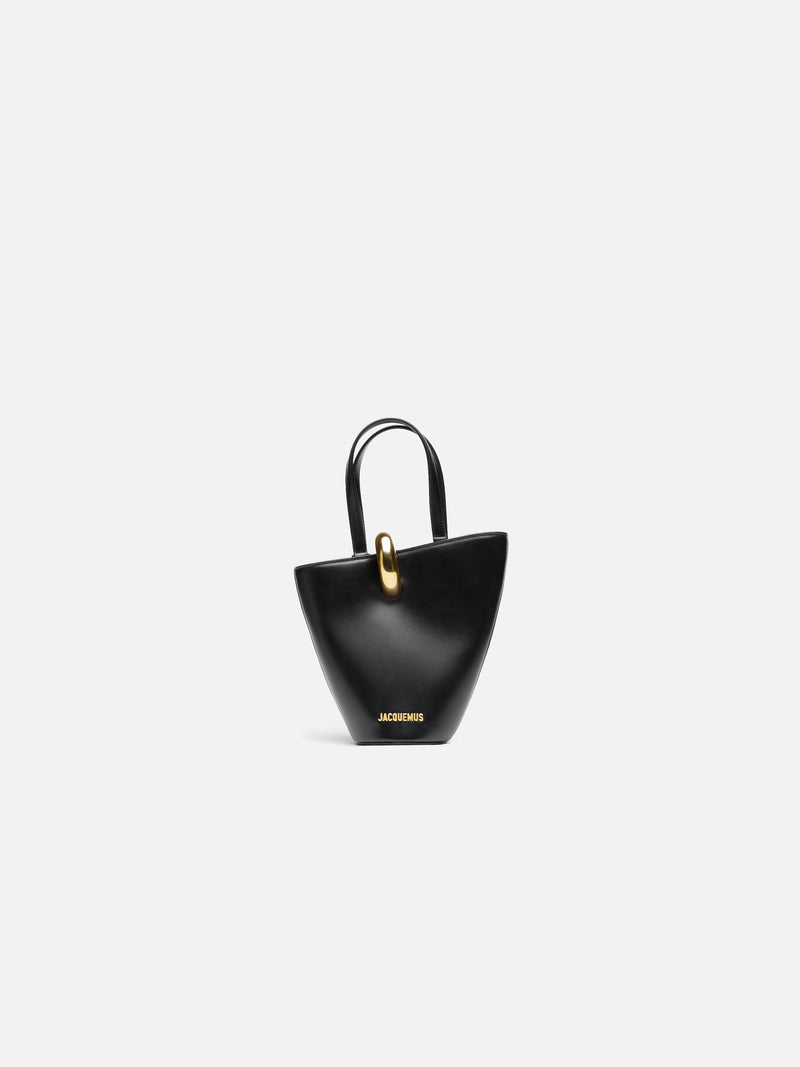 Jacquemus The Small Bambola Asymmetric Mini Bucket Bag Black