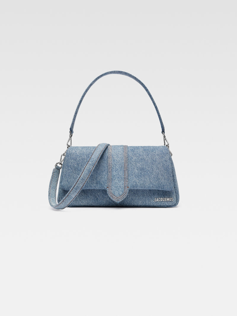 Jacquemus The Bambimou In Denim Soft Padded Denim Bag With Leather Trim Blue