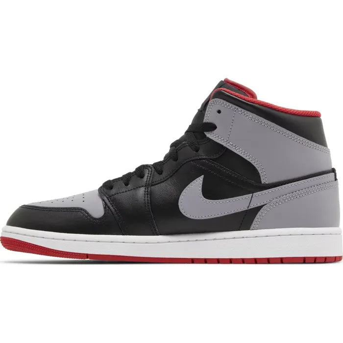 Air Jordan 1 Mid Black/Cement Grey-Fire Red-White