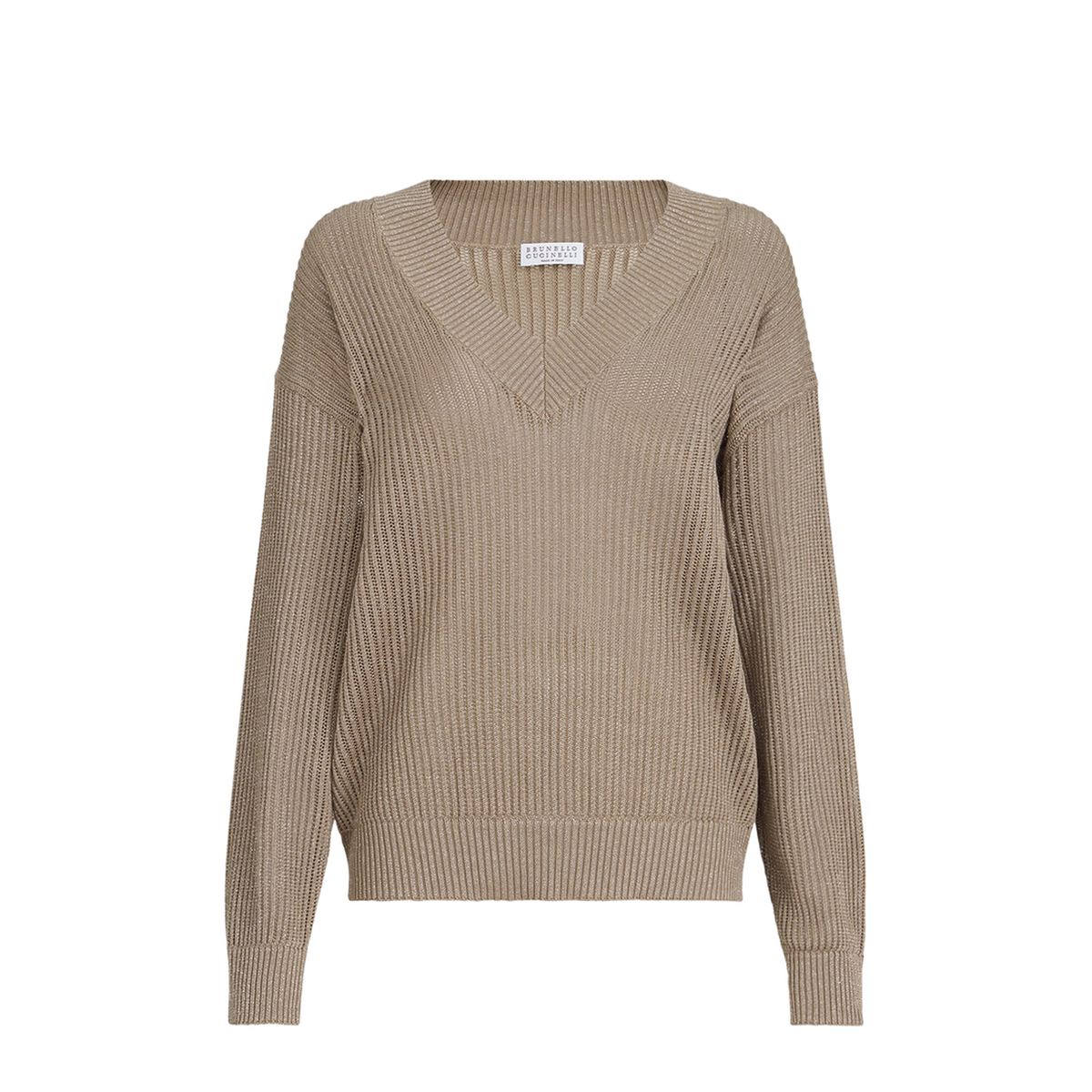 Cotton Ribbed Net Sweater - Walnut
