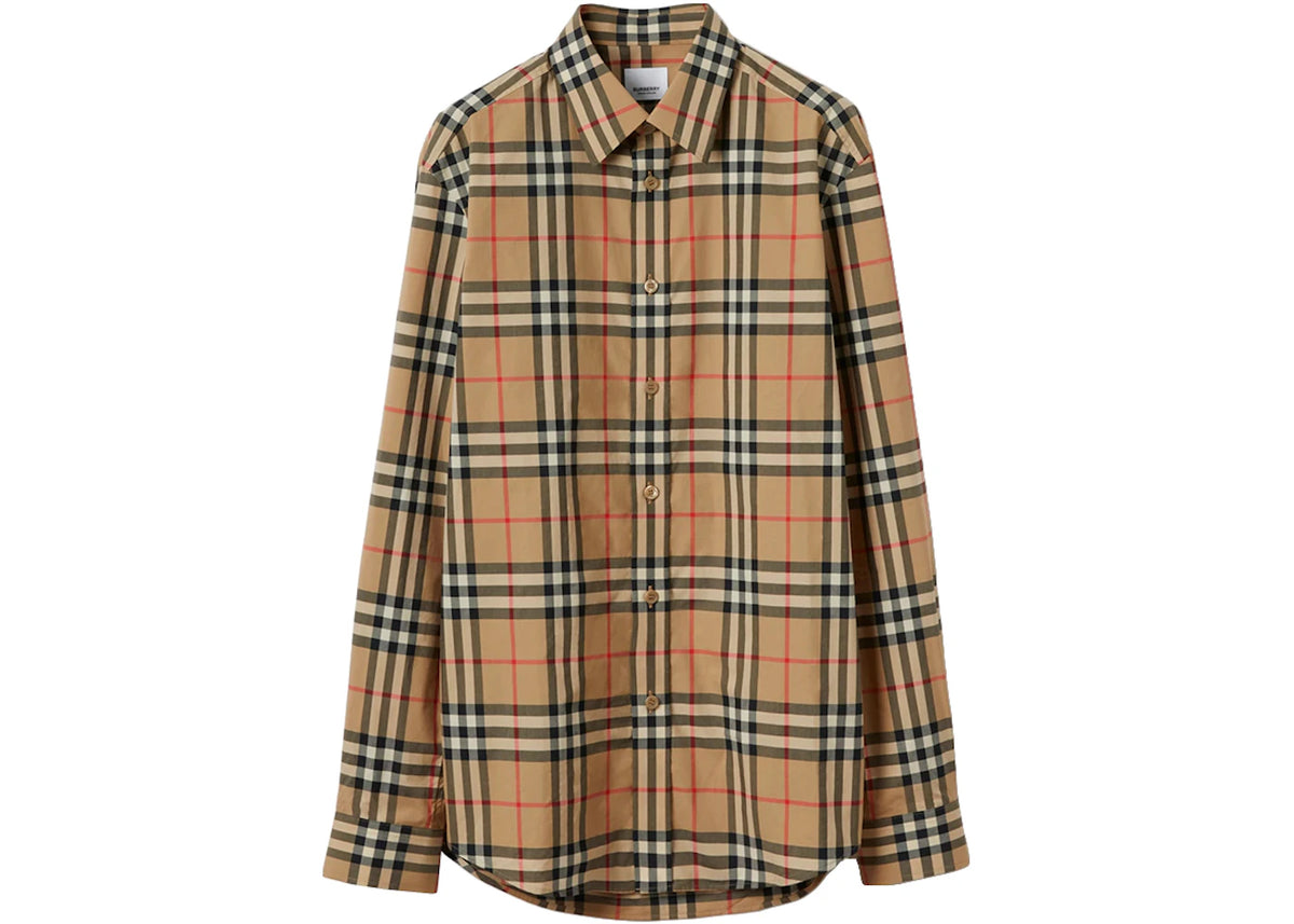 Burberry Vintage Check Cotton Poplin Shirt Beige