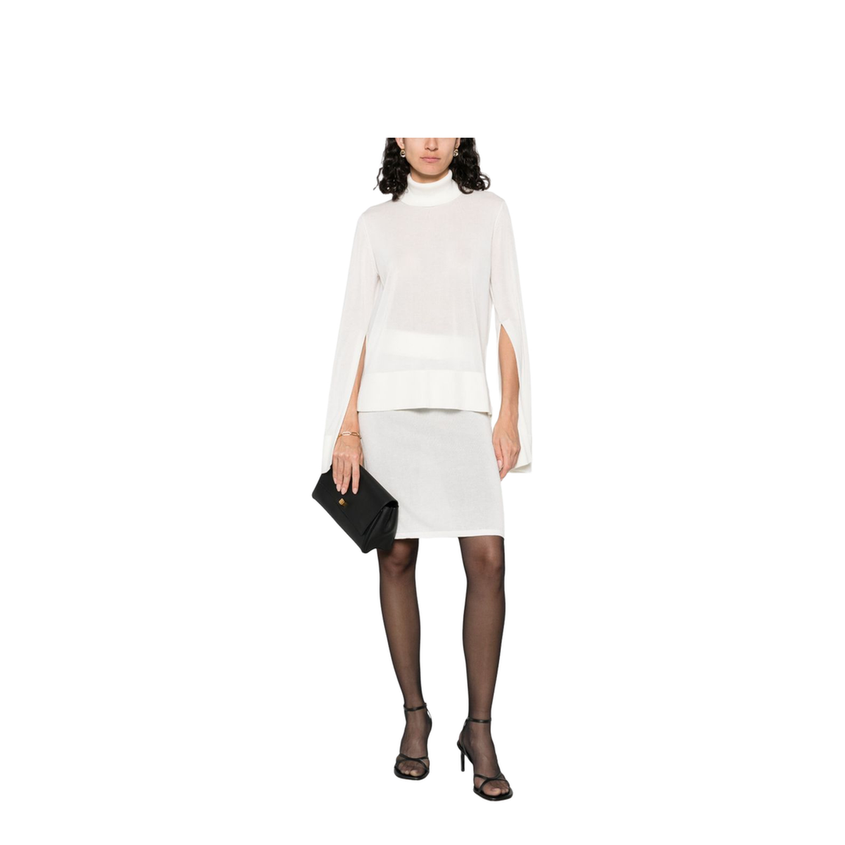 White High-Neck Knit Top