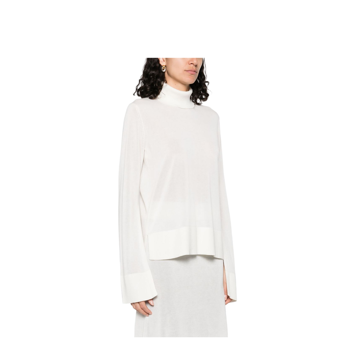 White High-Neck Knit Top