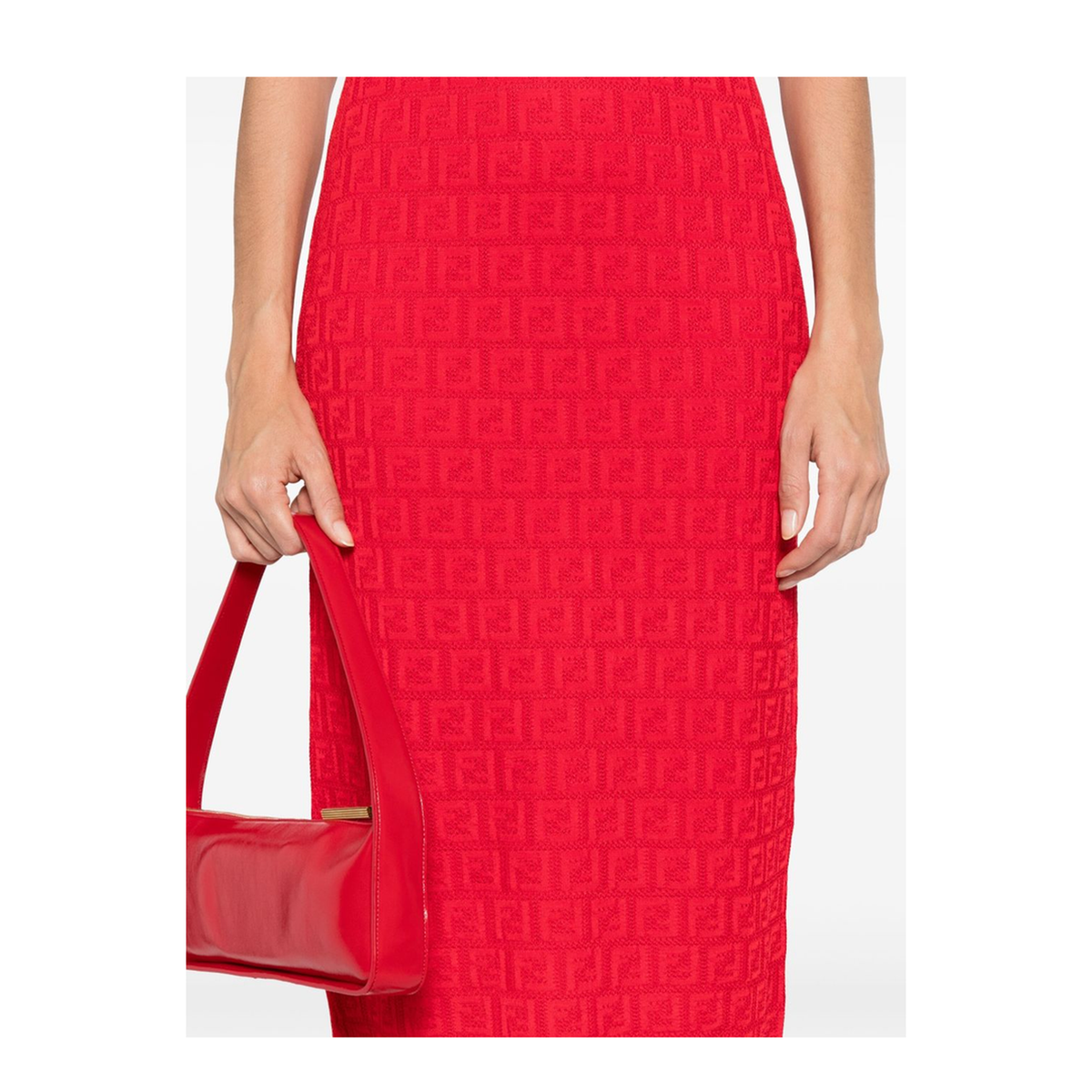 Fitted Midi Dress Red
