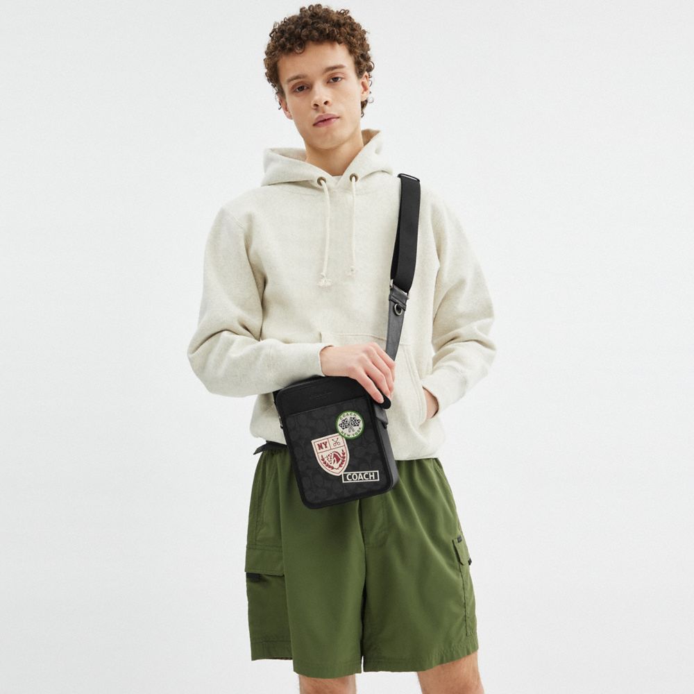 Coach Sullivan Crossbody Bag In Signature Canvas With Patches Gunmetal-Charcoal Multi
