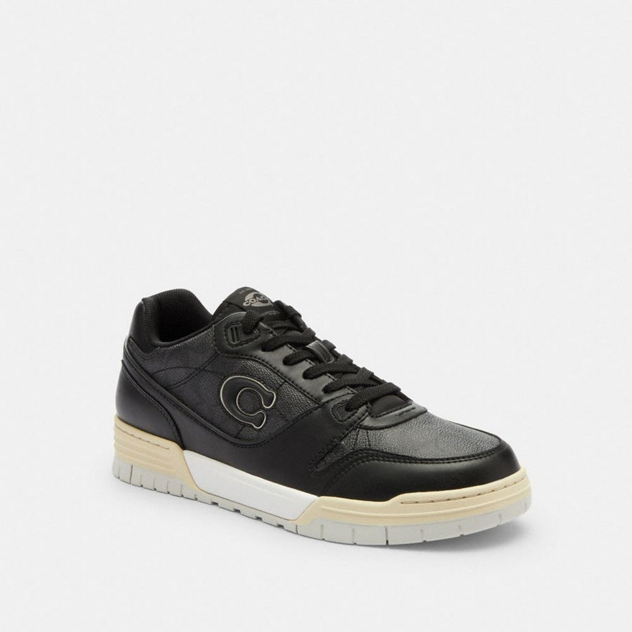 Men's Coach Soho Sneaker With Signature Canvas Charcoal Black