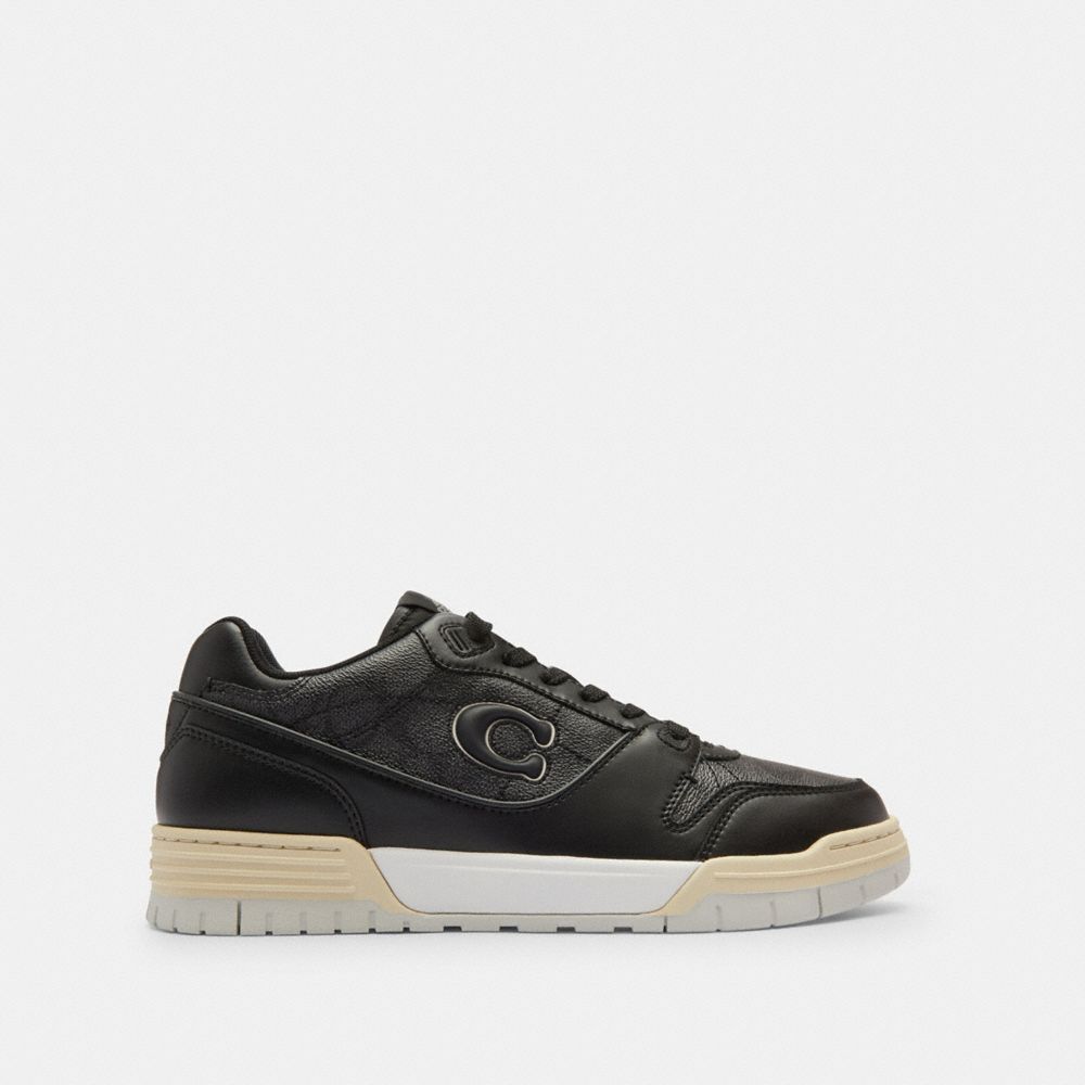 Men's Coach Soho Sneaker With Signature Canvas Charcoal Black