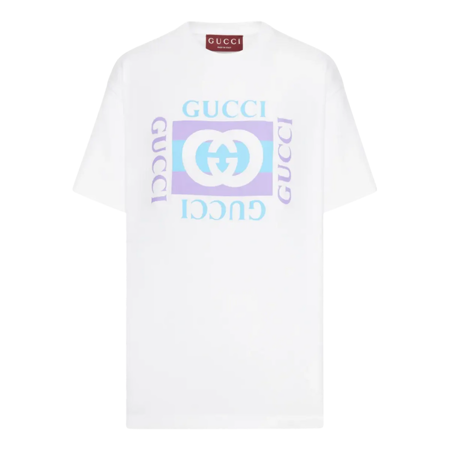 Cotton Jersey T-Shirt with Print in White