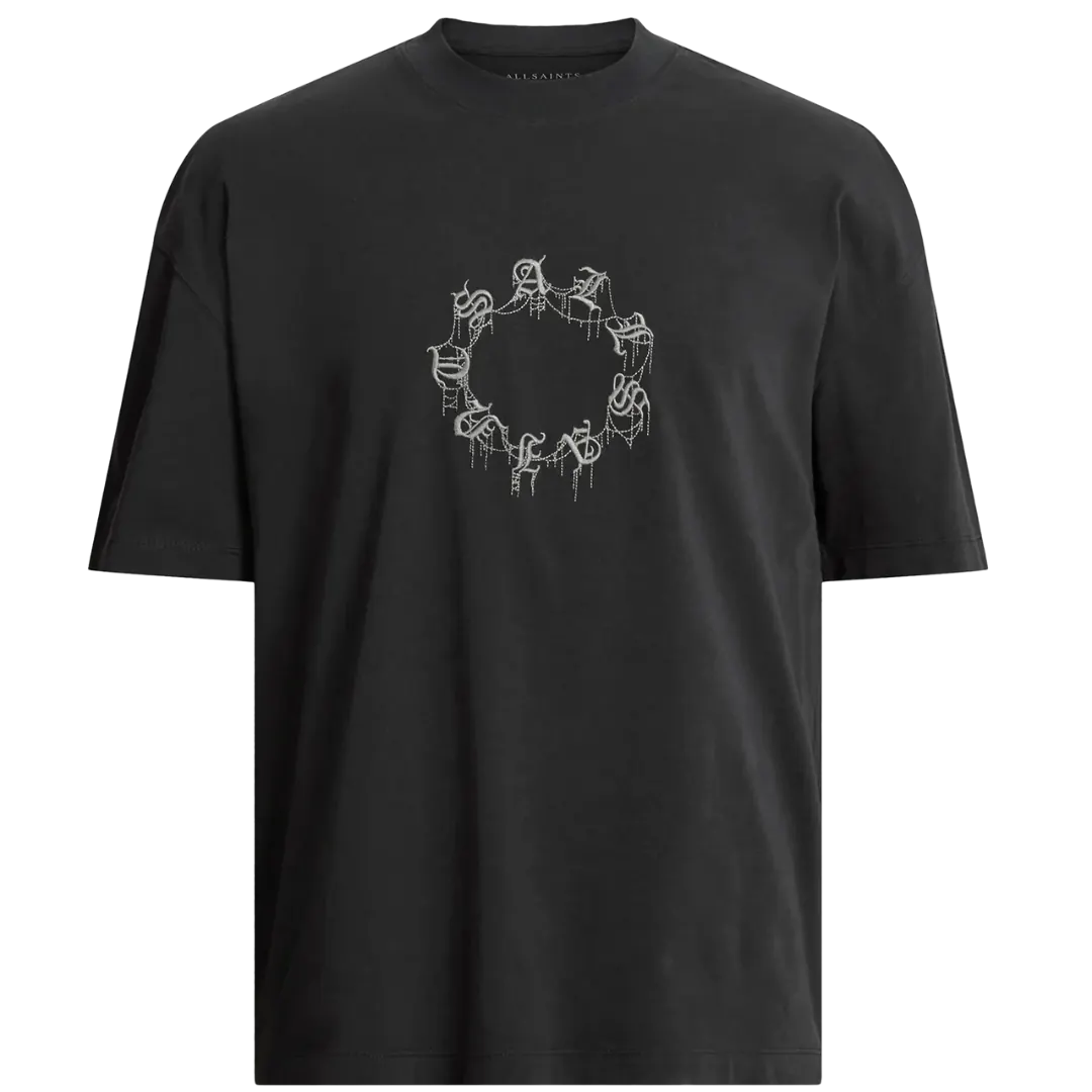 CRYPTIERRA SS CREW - Print T-shirt - washed black