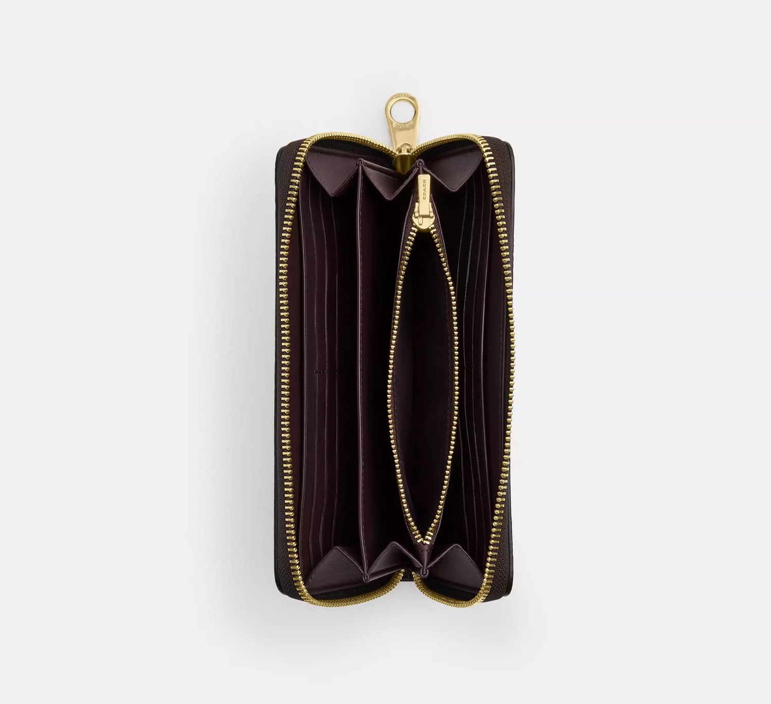 Long Zip Around Wallet In Signature Canvas signature canvas/Gold/Walnut/Black