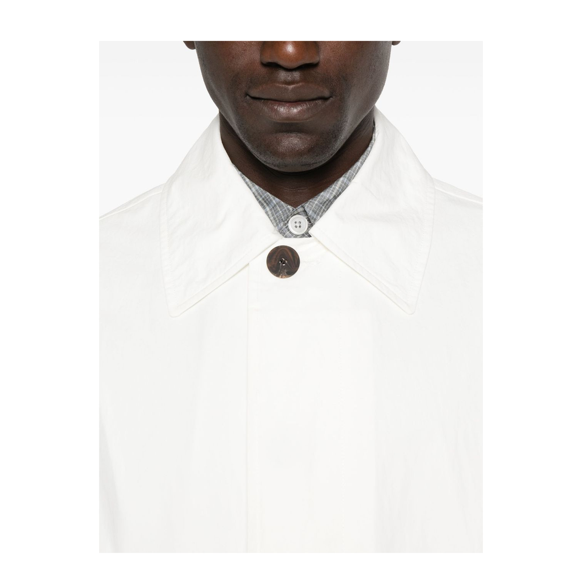 Nylon And Cotton Blend Coat In White