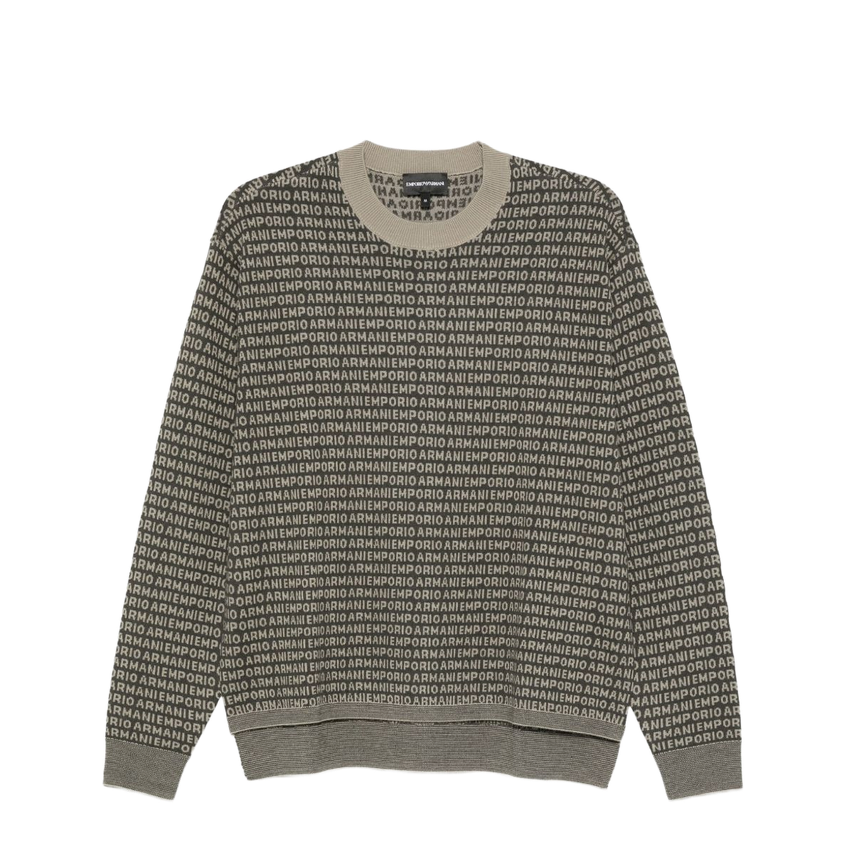 Virgin-Wool Jumper with All-Over Jacquard Signature Logo