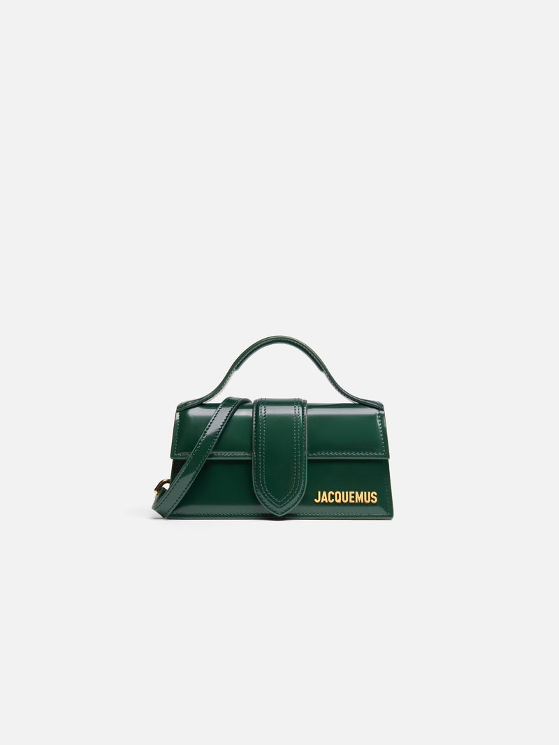 Jacquemus The Bambino Glazed Leather Structured Bag Dark Green